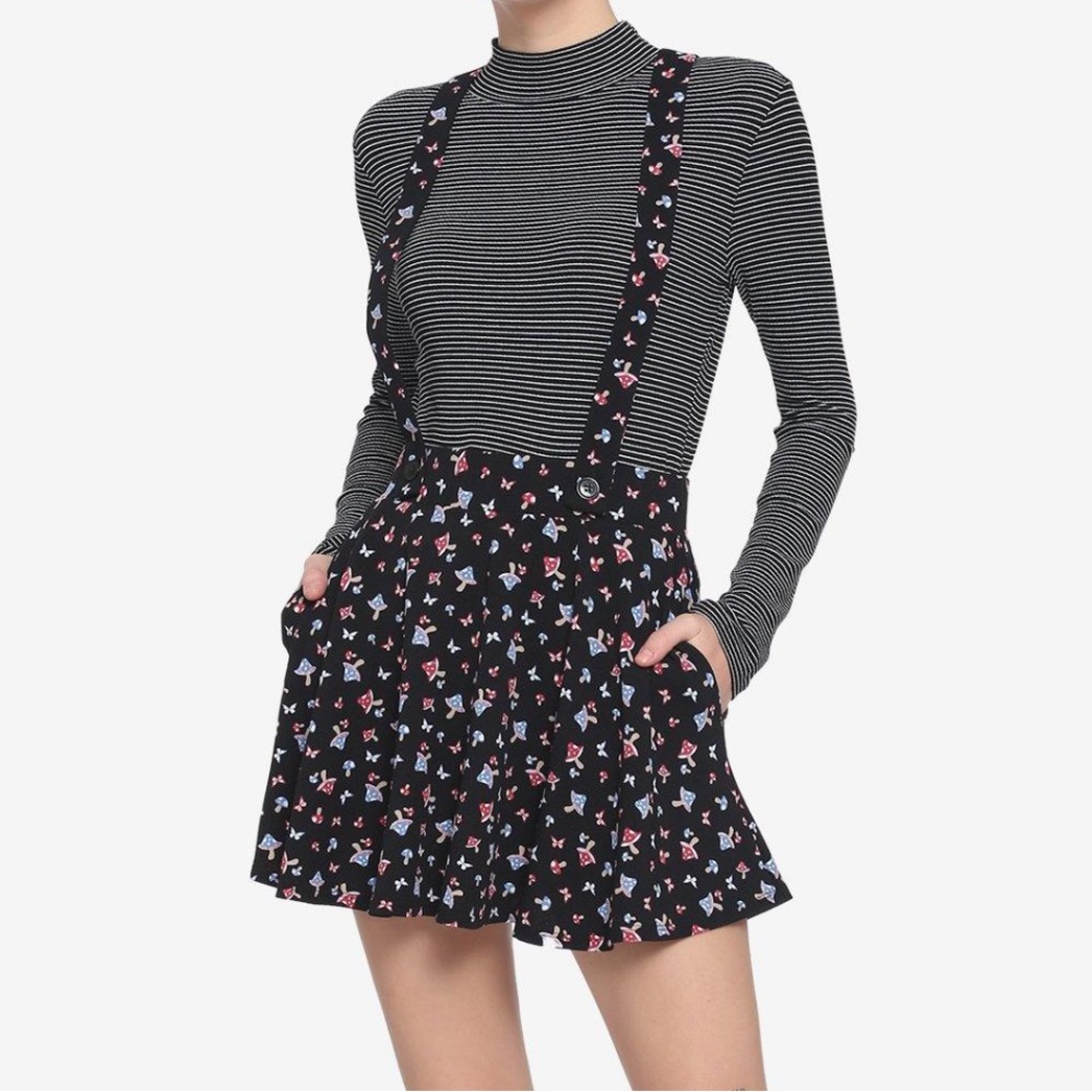 Hot Topic Mushroom Suspender Skirt